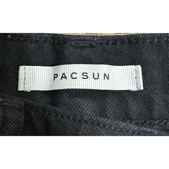 PacSun Women's Ultra High Rise Slim Jeans Size 24‎ Black Distressed Button Fly - Picture 5 of 14